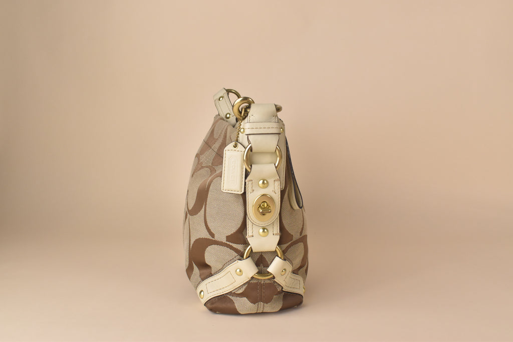 Coach Signature Carly Large Hobo – White&nbsp;