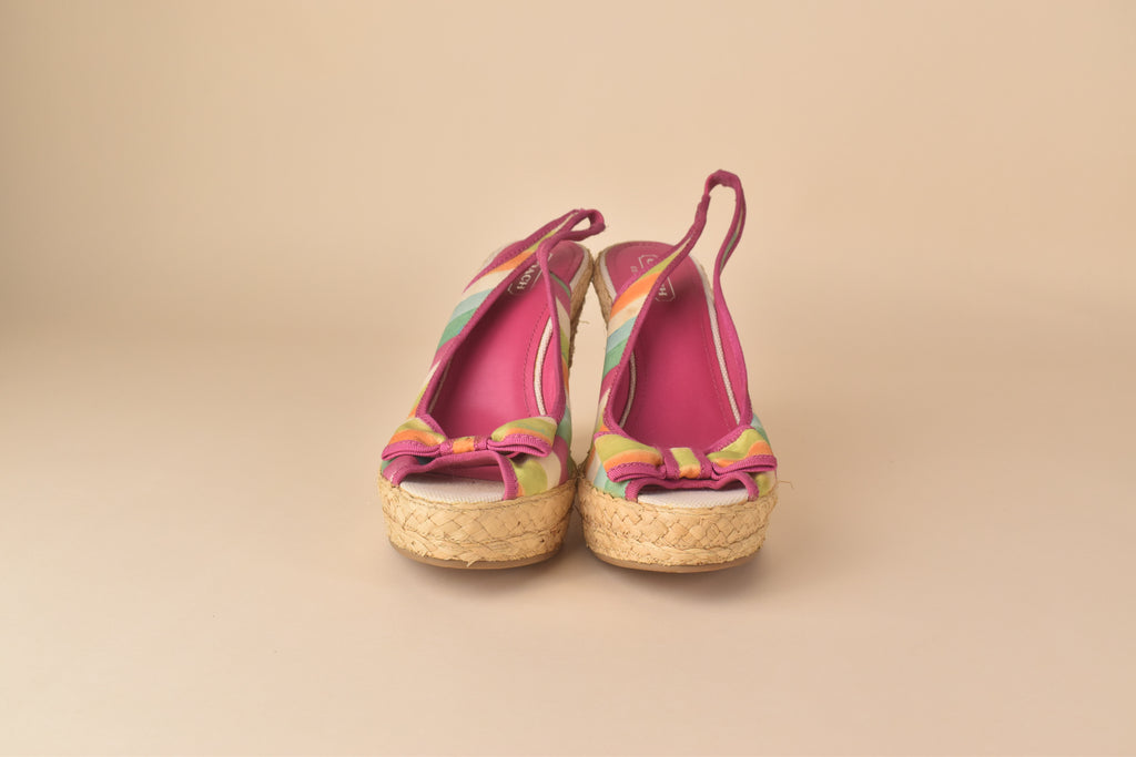 Coach Weekend Stripe Espadrille Wedge Heels – Multi Pastel