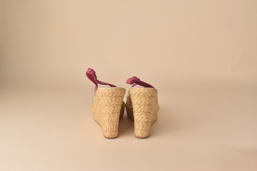 Coach Weekend Stripe Espadrille Wedge Heels – Multi Pastel