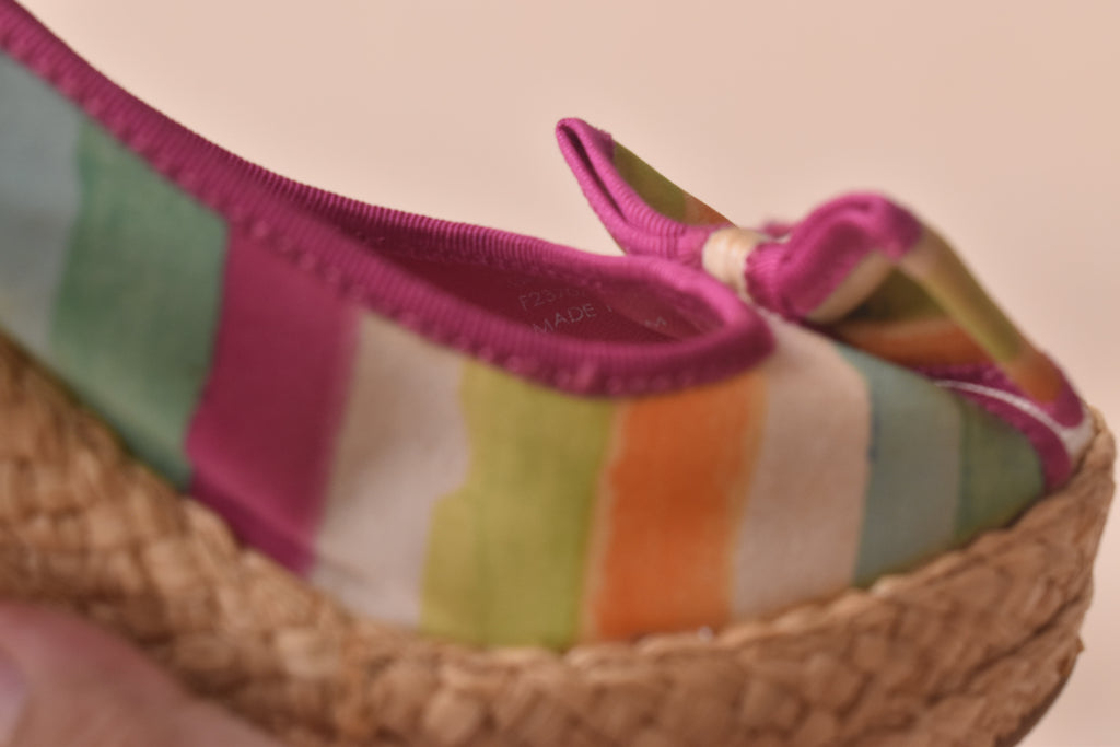 Coach Weekend Stripe Espadrille Wedge Heels – Multi Pastel