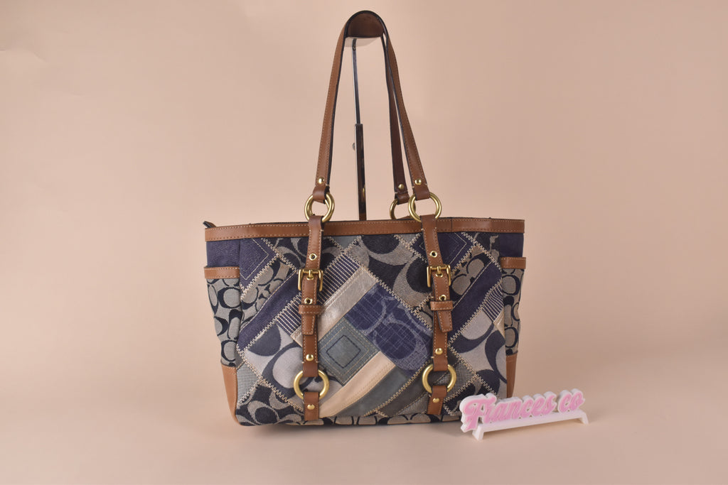 Coach Signature Patchwork Denim Gallery Tote – Blue Multi