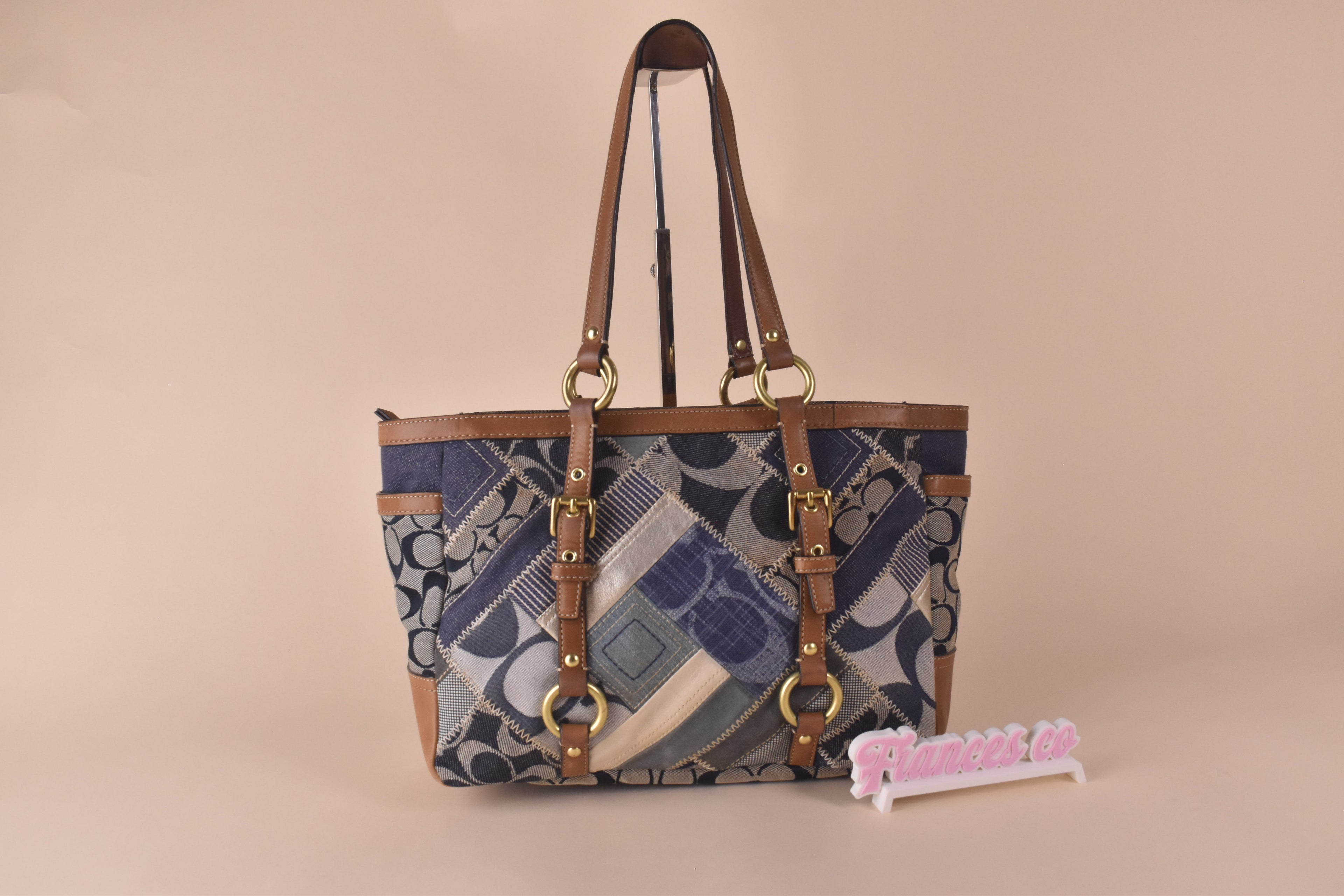 Coach Signature Patchwork Denim Gallery Tote – Blue Multi