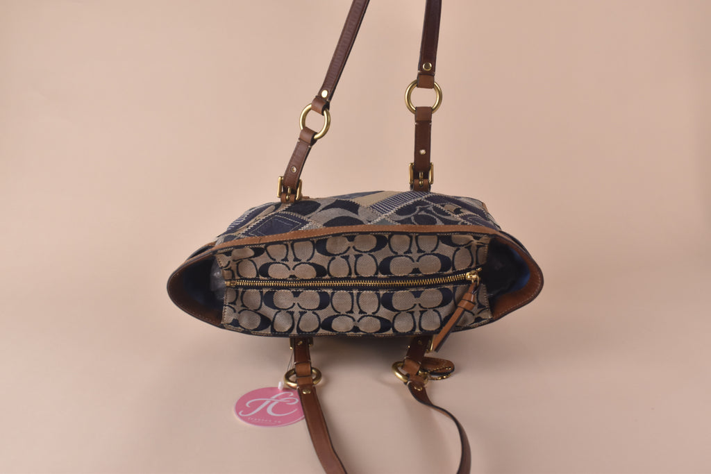 Coach Signature Patchwork Denim Gallery Tote – Blue Multi
