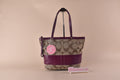 Coach Signature Stripe Tote – Khaki/Purple