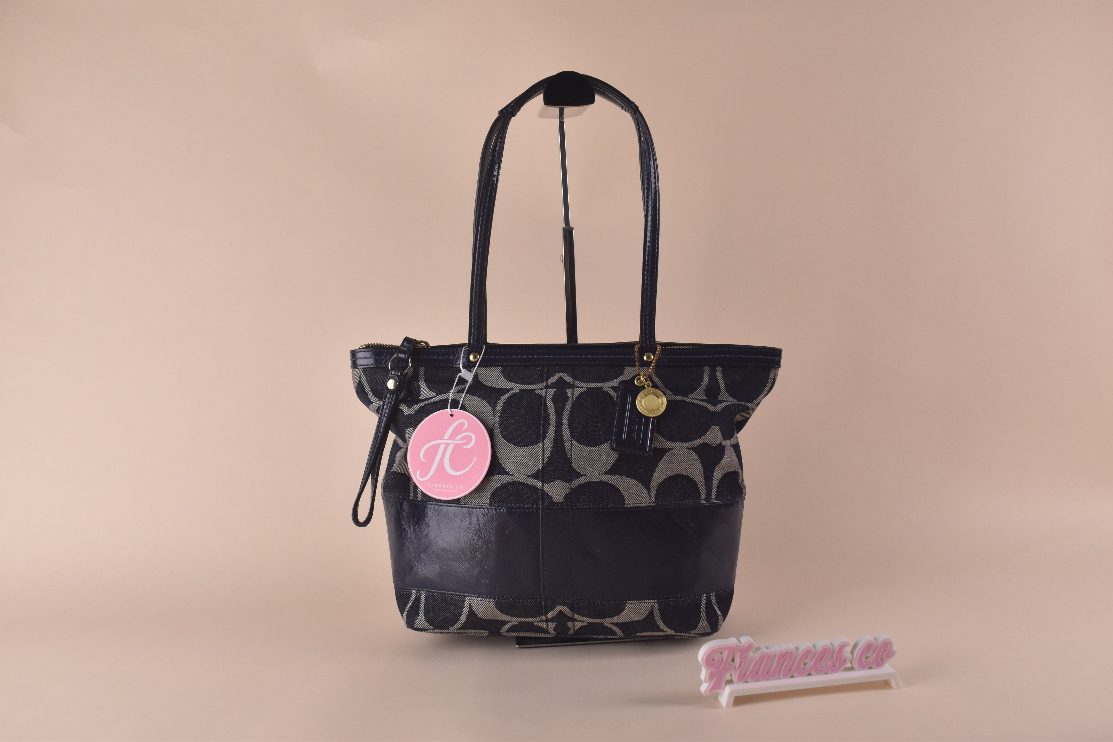 Coach Signature Stripe Tote – Navy/ Blue