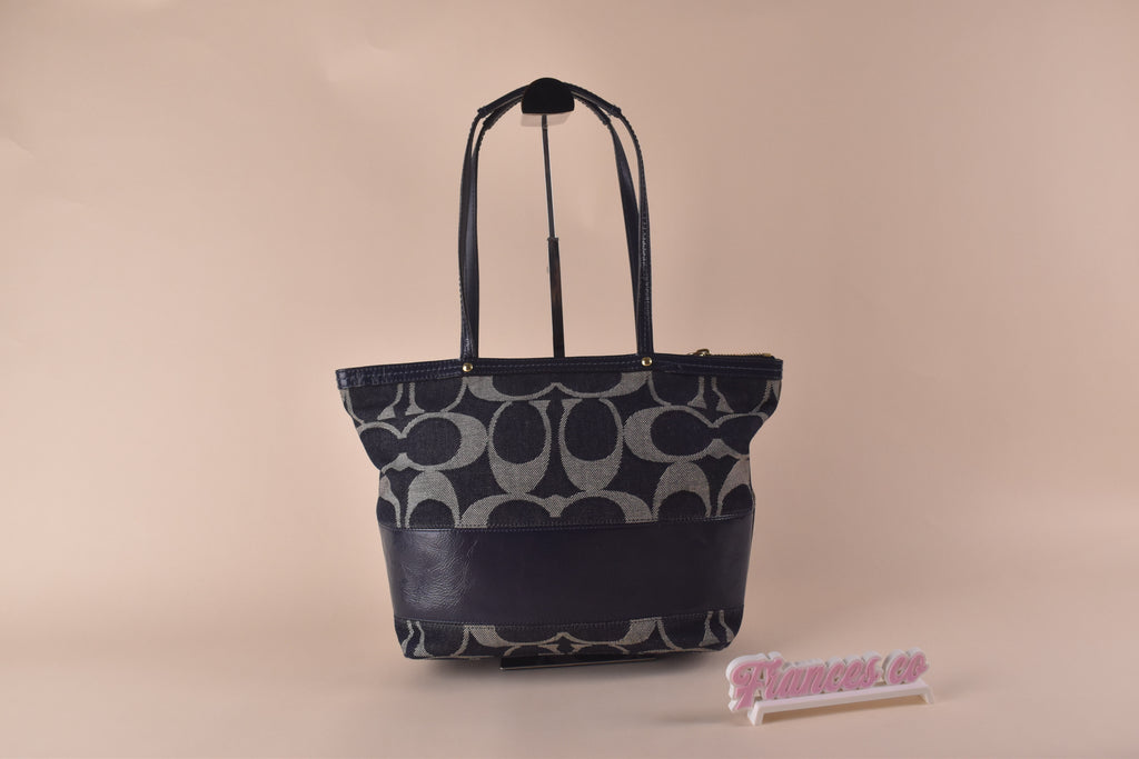 Coach Signature Stripe Tote – Navy/ Blue