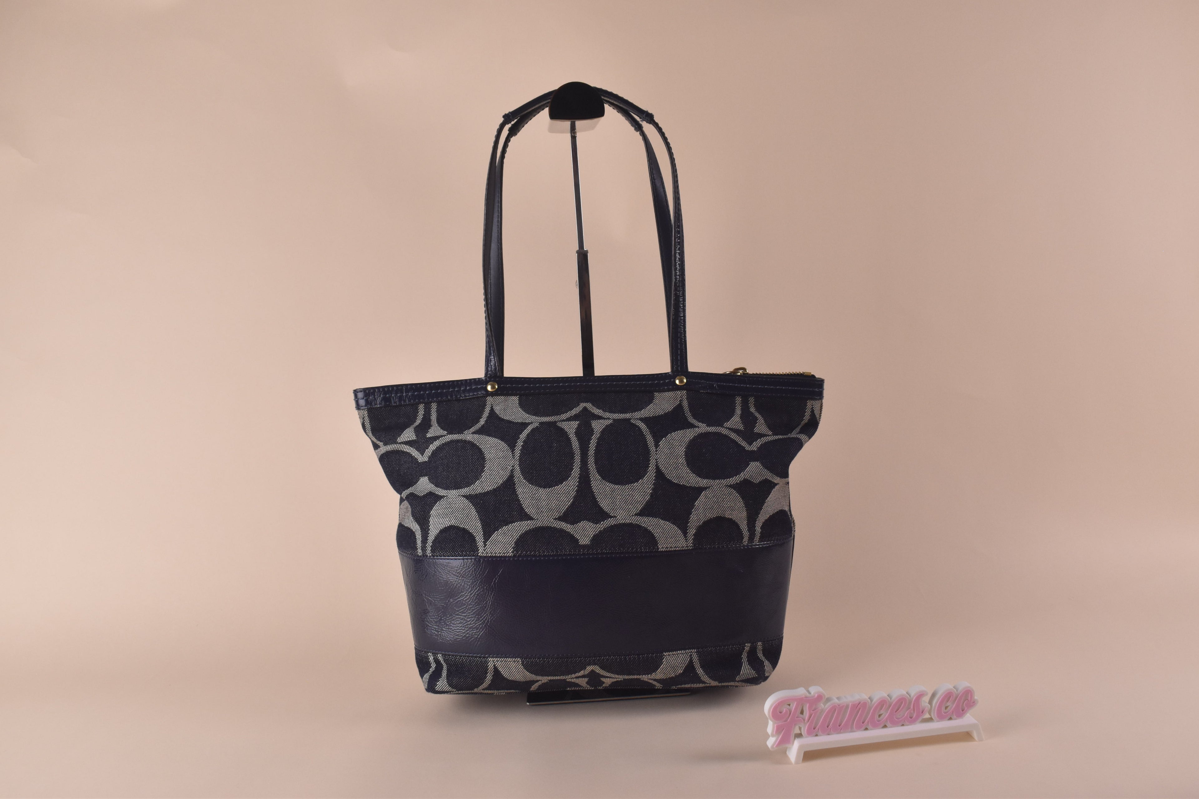Coach Signature Stripe Tote – Navy/ Blue
