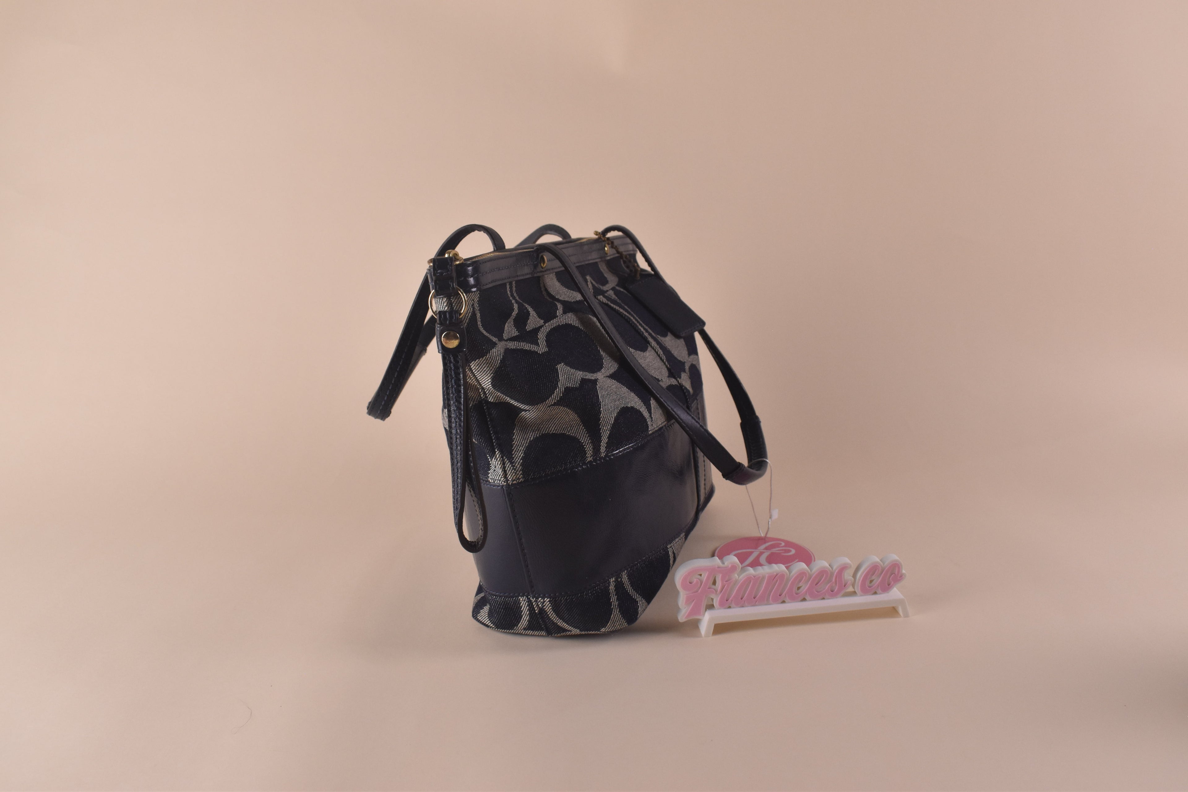 Coach Signature Stripe Tote – Navy/ Blue