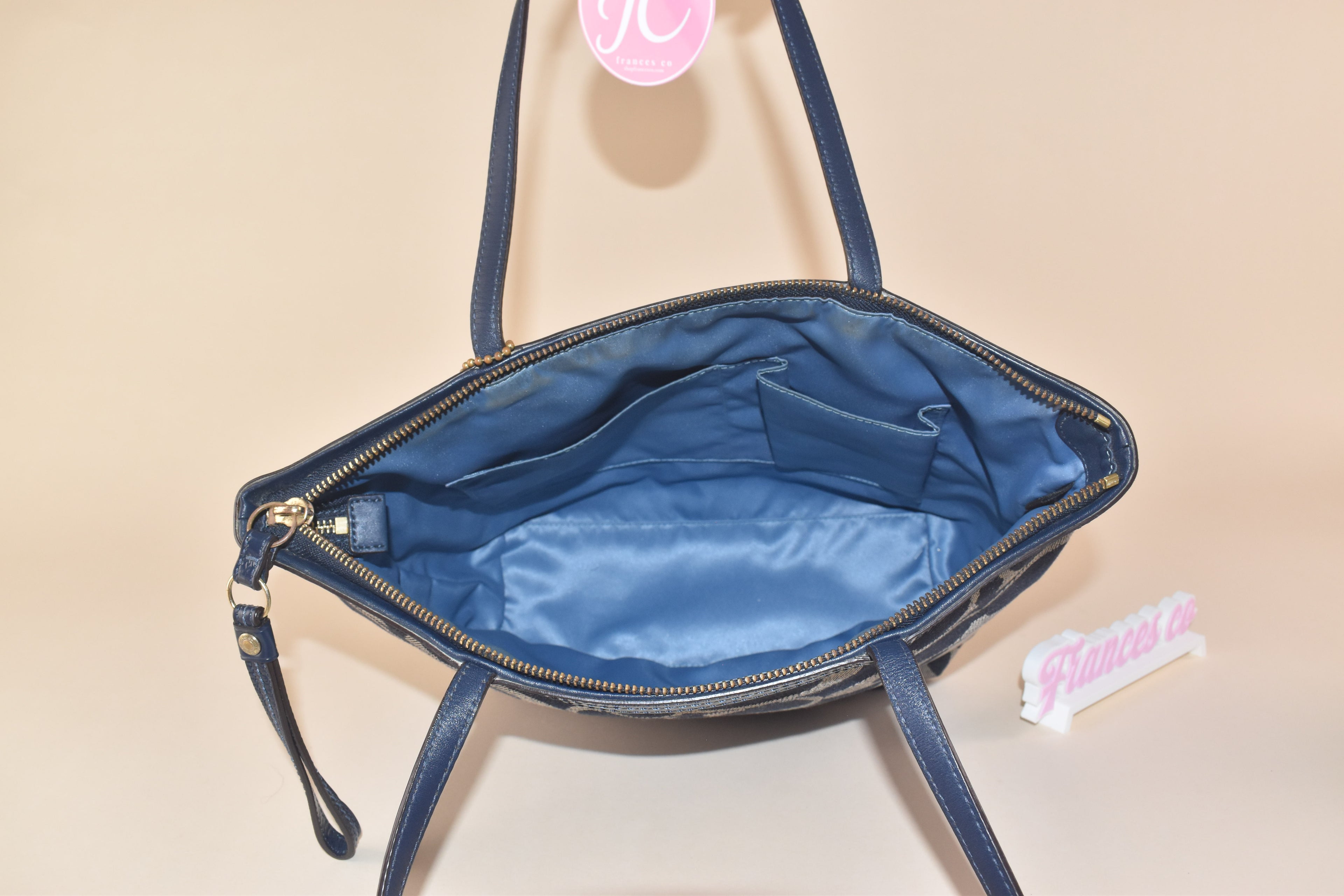 Coach Signature Stripe Tote – Navy/ Blue