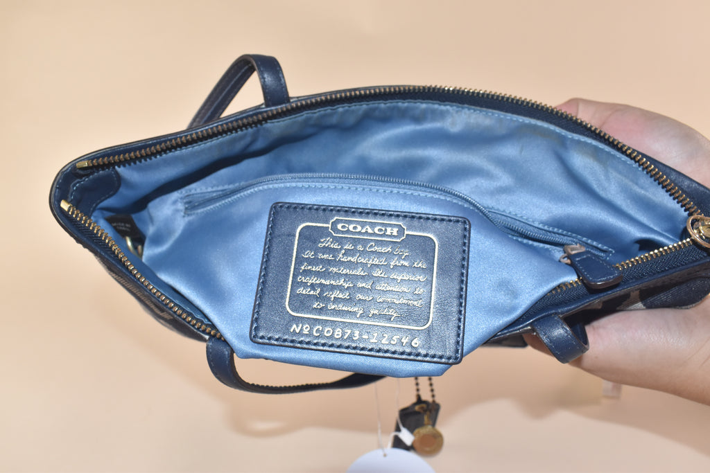 Coach Signature Stripe Tote – Navy/ Blue