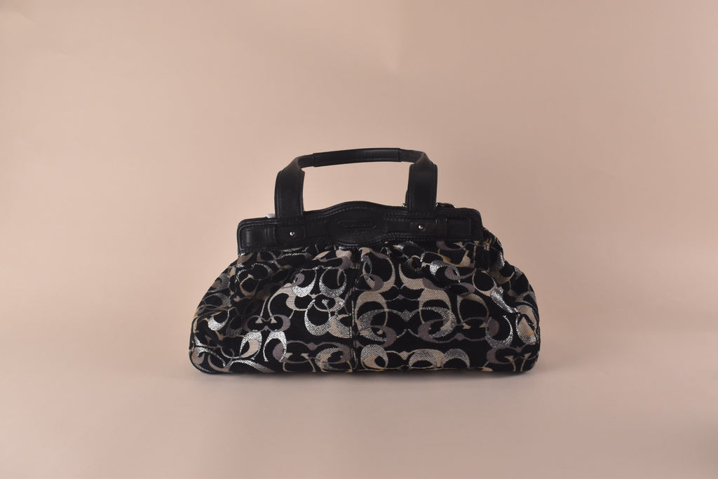 Coach Garnet Lurex Satchel – Black/Silver *RARE*
