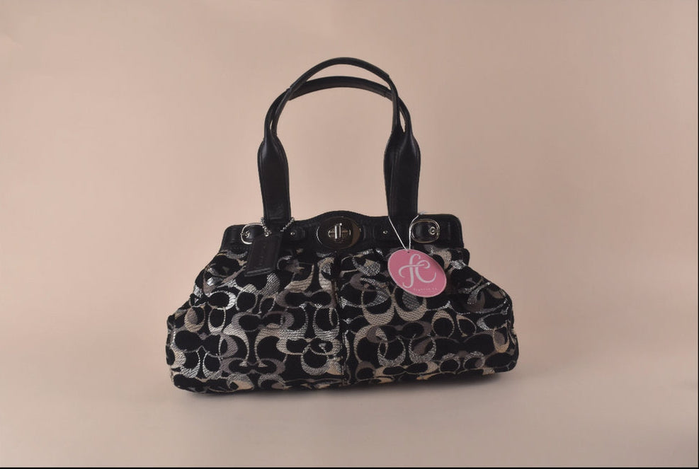 Coach Garnet Lurex Satchel – Black/Silver *RARE*
