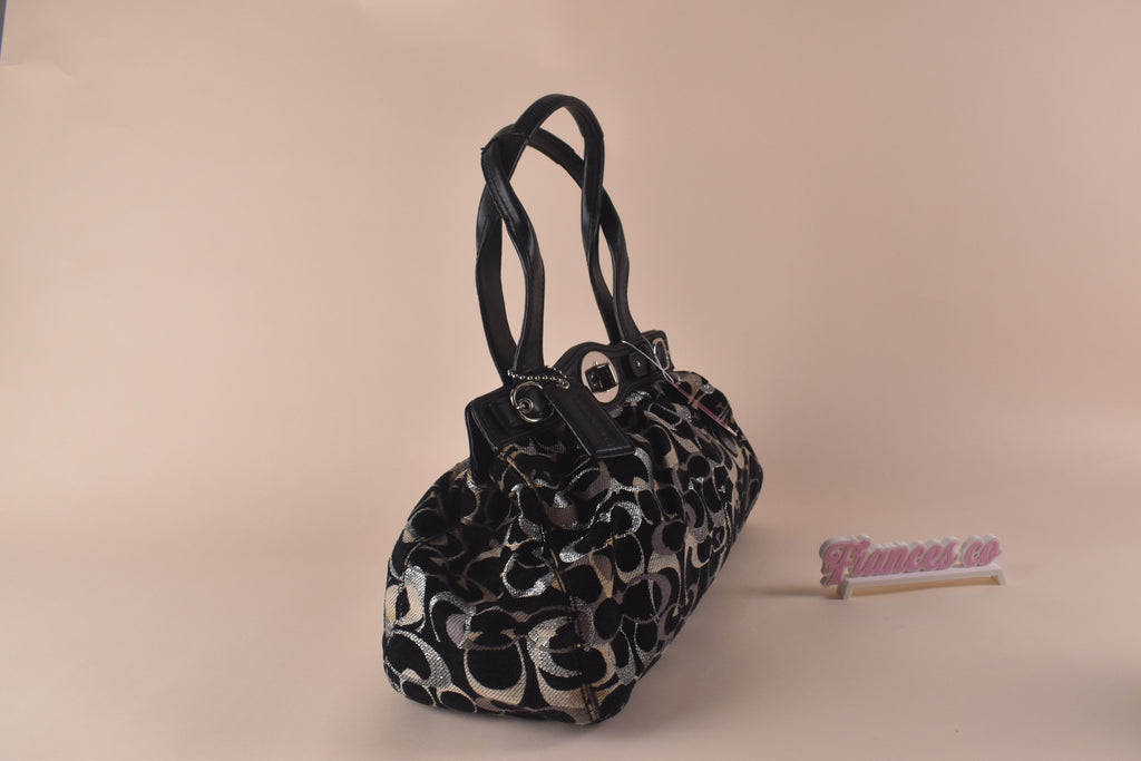 Coach Garnet Lurex Satchel – Black/Silver *RARE*