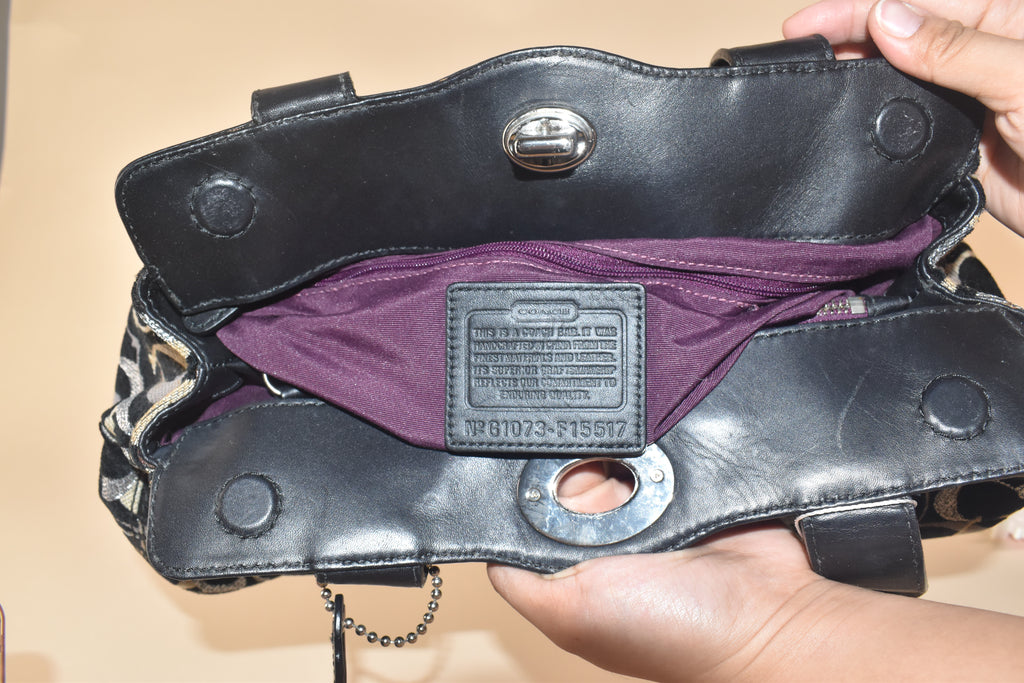 Coach Garnet Lurex Satchel – Black/Silver *RARE*