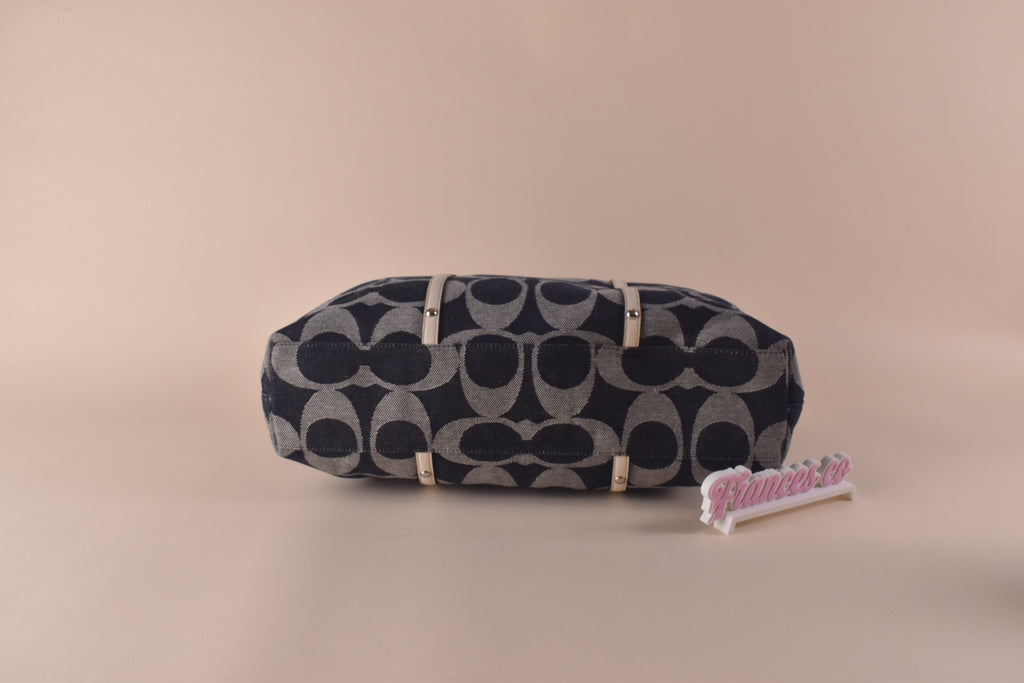 Coach Signature Denim Gallery Tote – Navy/White