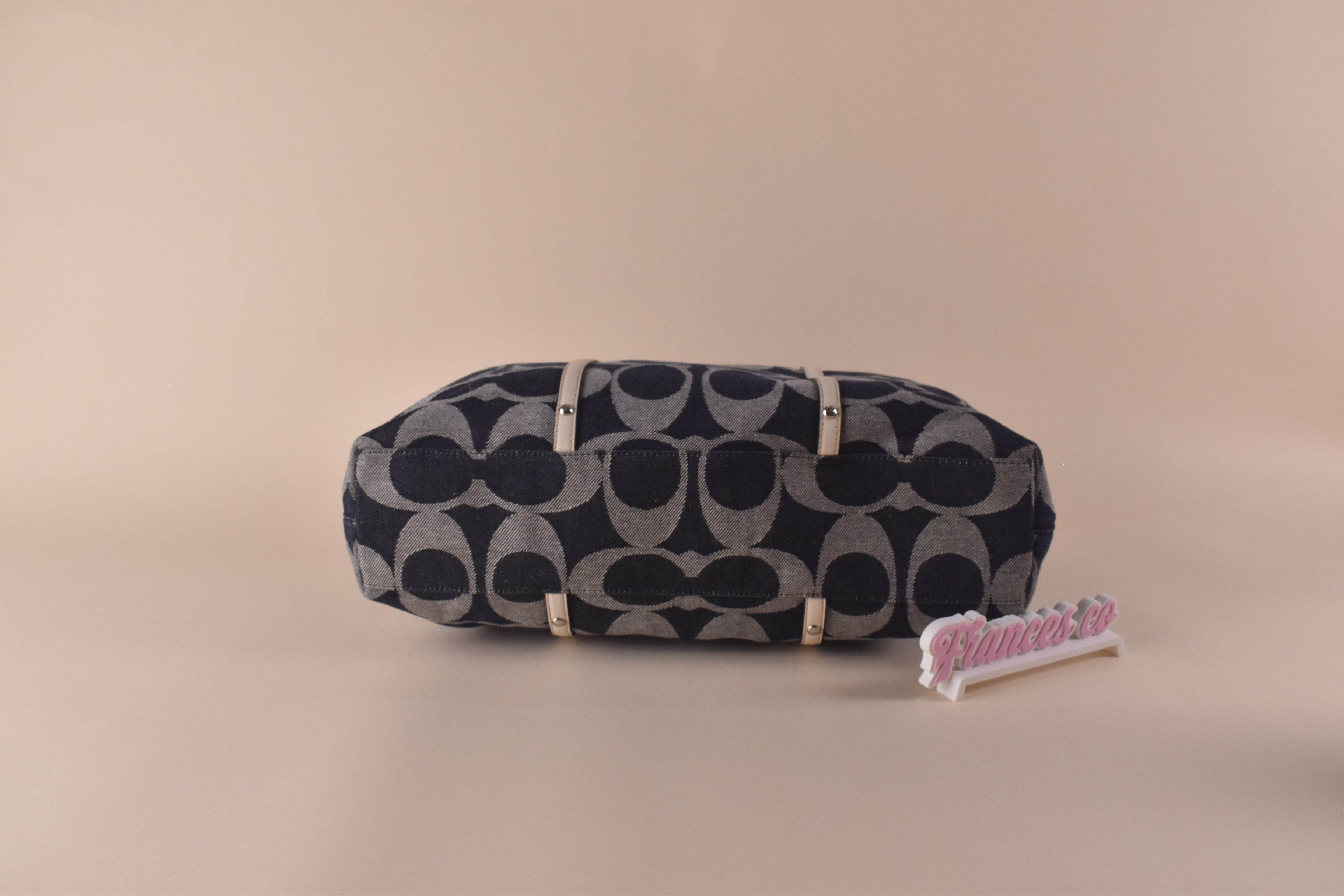 Coach Signature Denim Gallery Tote – Navy/White