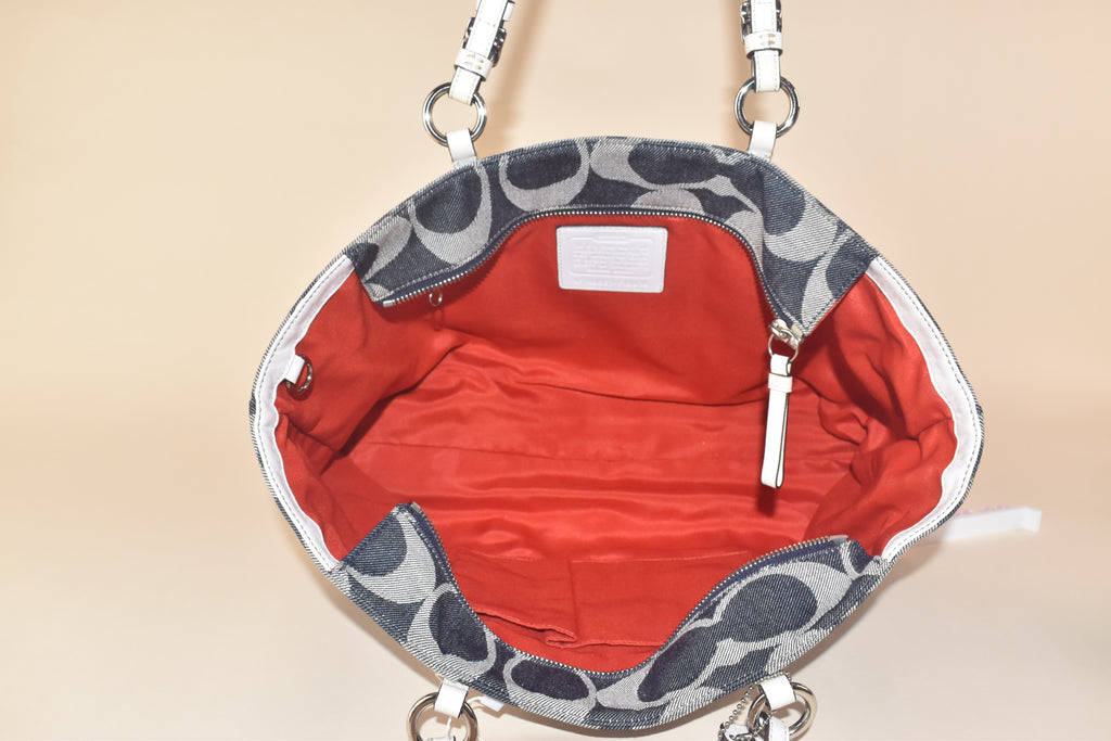 Coach Signature Denim Gallery Tote – Navy/White