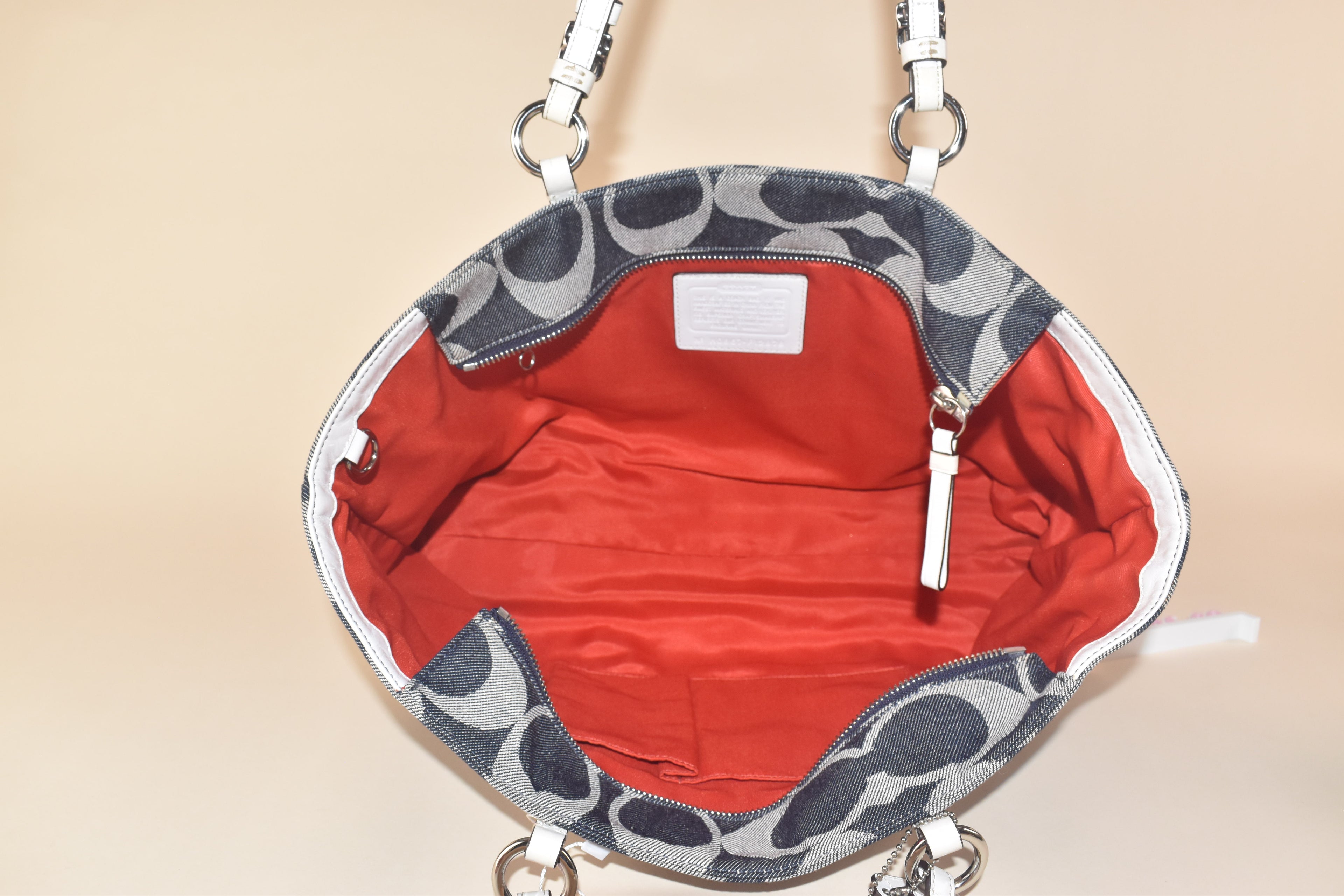 Coach Signature Denim Gallery Tote – Navy/White