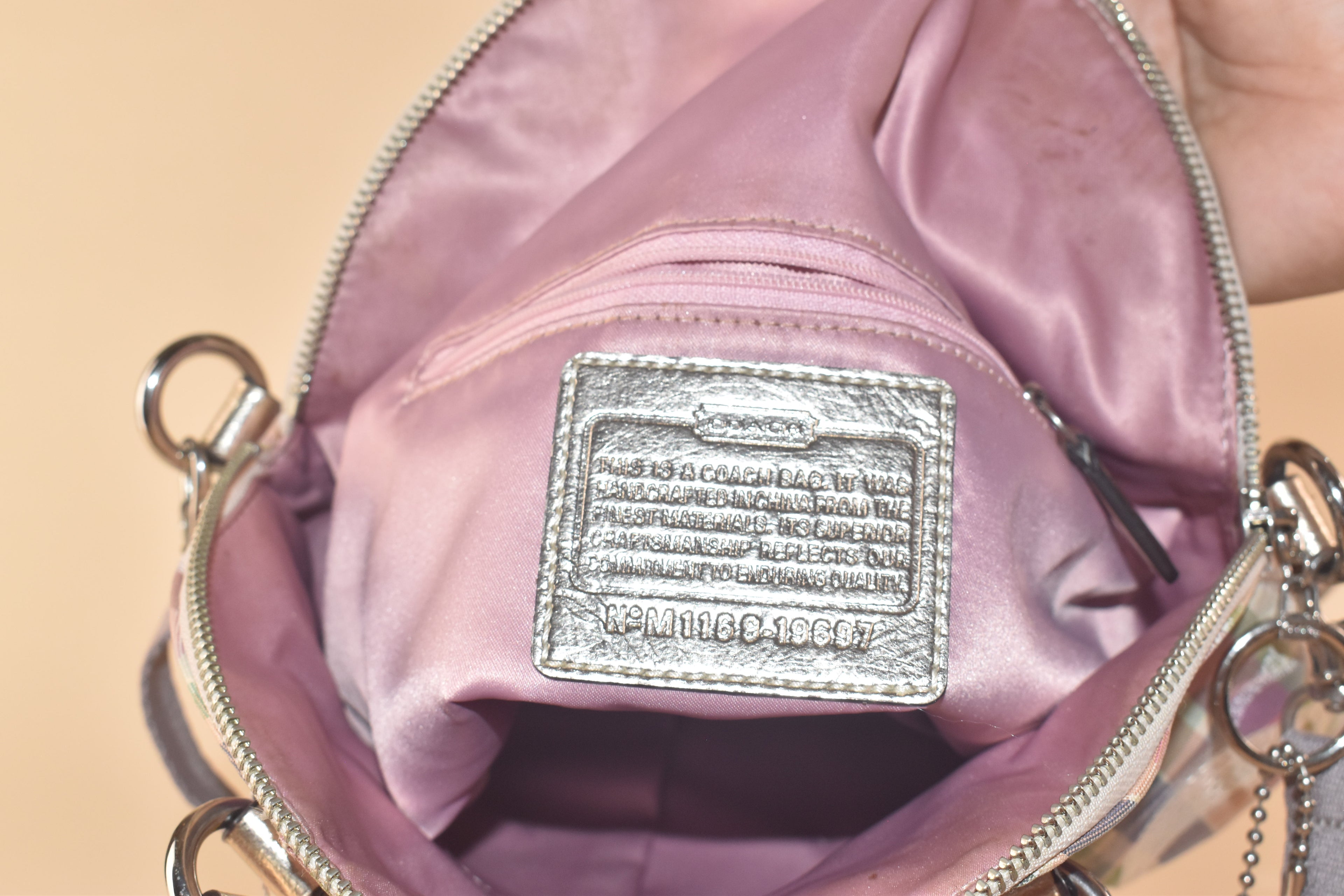 Coach Poppy Daisy Madras Plaid Convertible Dome Bag - Pink/Blue/Multi