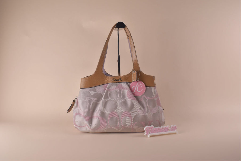 Coach Lexi Optic Signature Tote - Pink/White