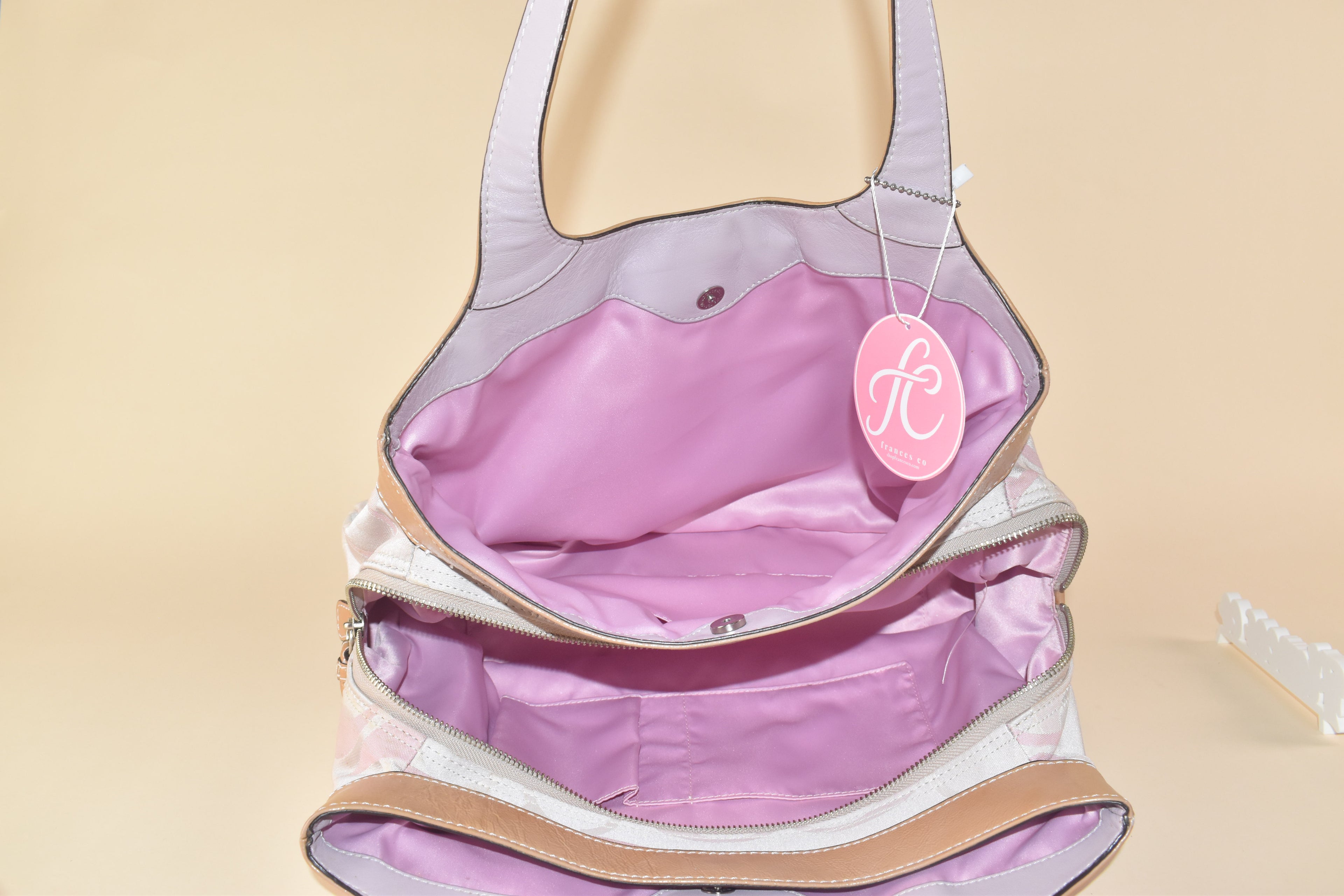 Coach Lexi Optic Signature Tote - Pink/White