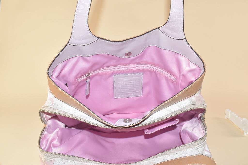 Coach Lexi Optic Signature Tote - Pink/White