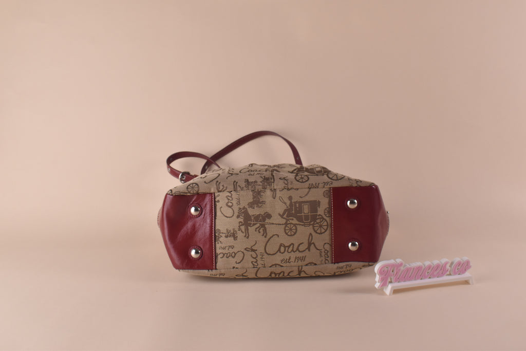 Coach Heritage Carriage Tote - Khaki/Red