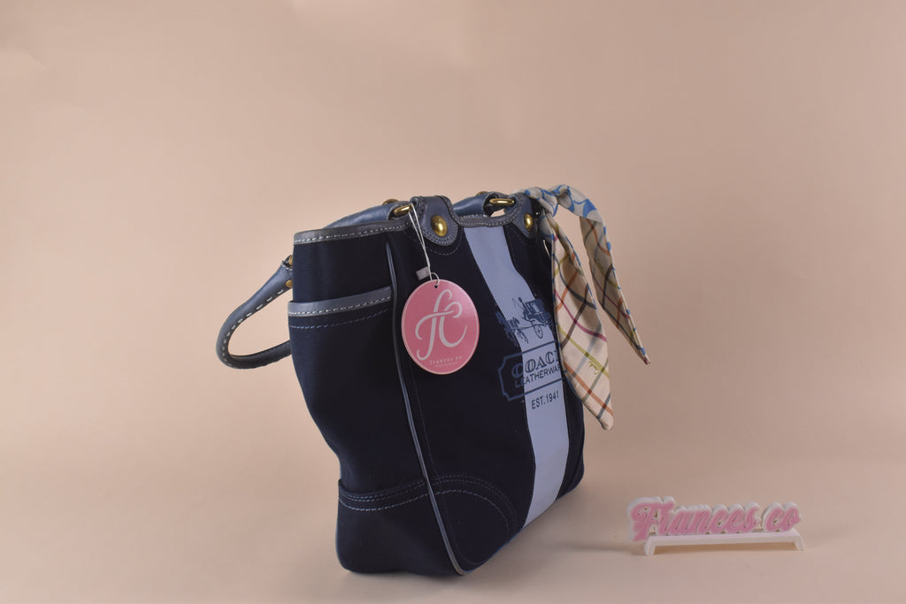 Coach Legacy Stripe Tote - Navy/Blue