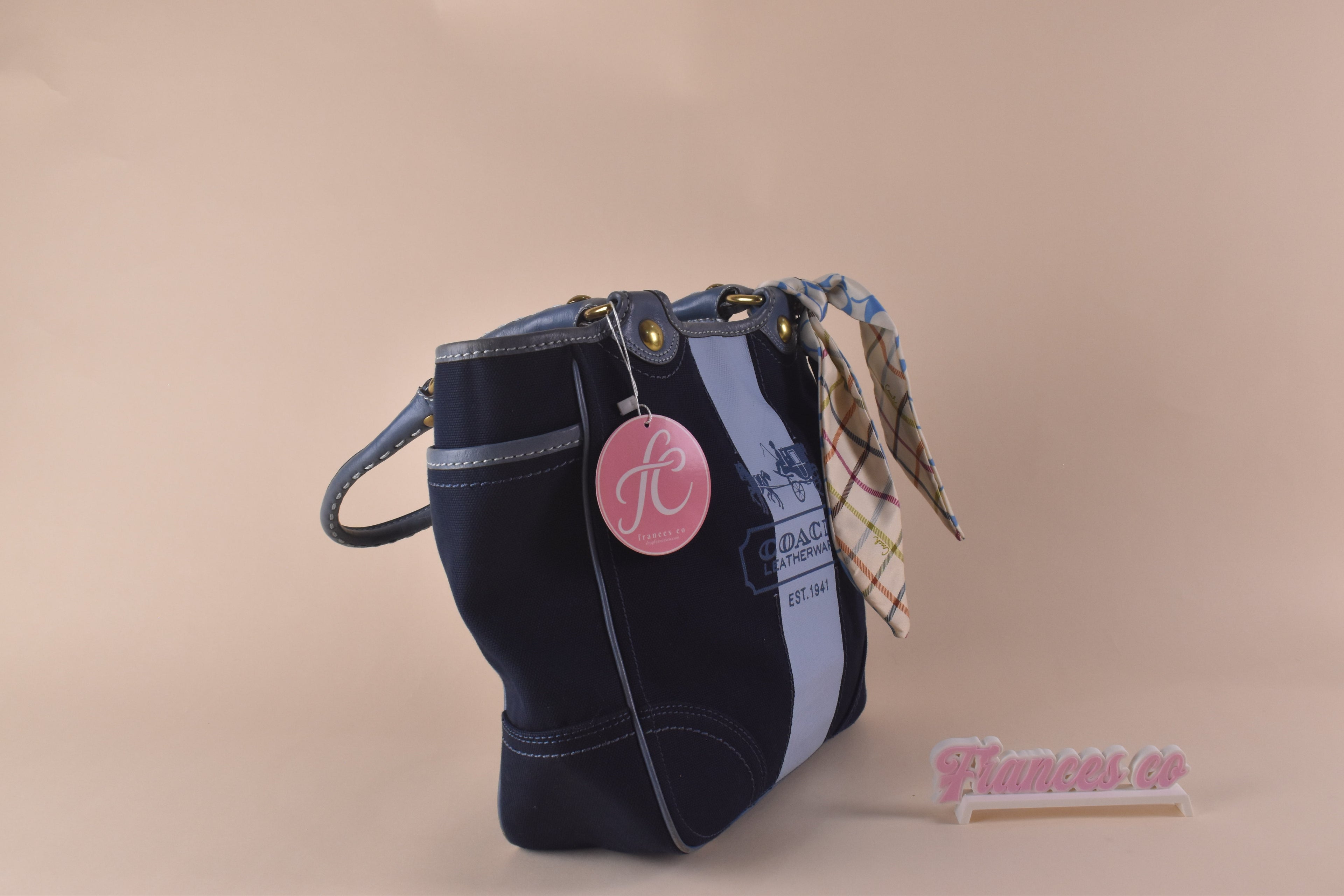 Coach Legacy Stripe Tote - Navy/Blue