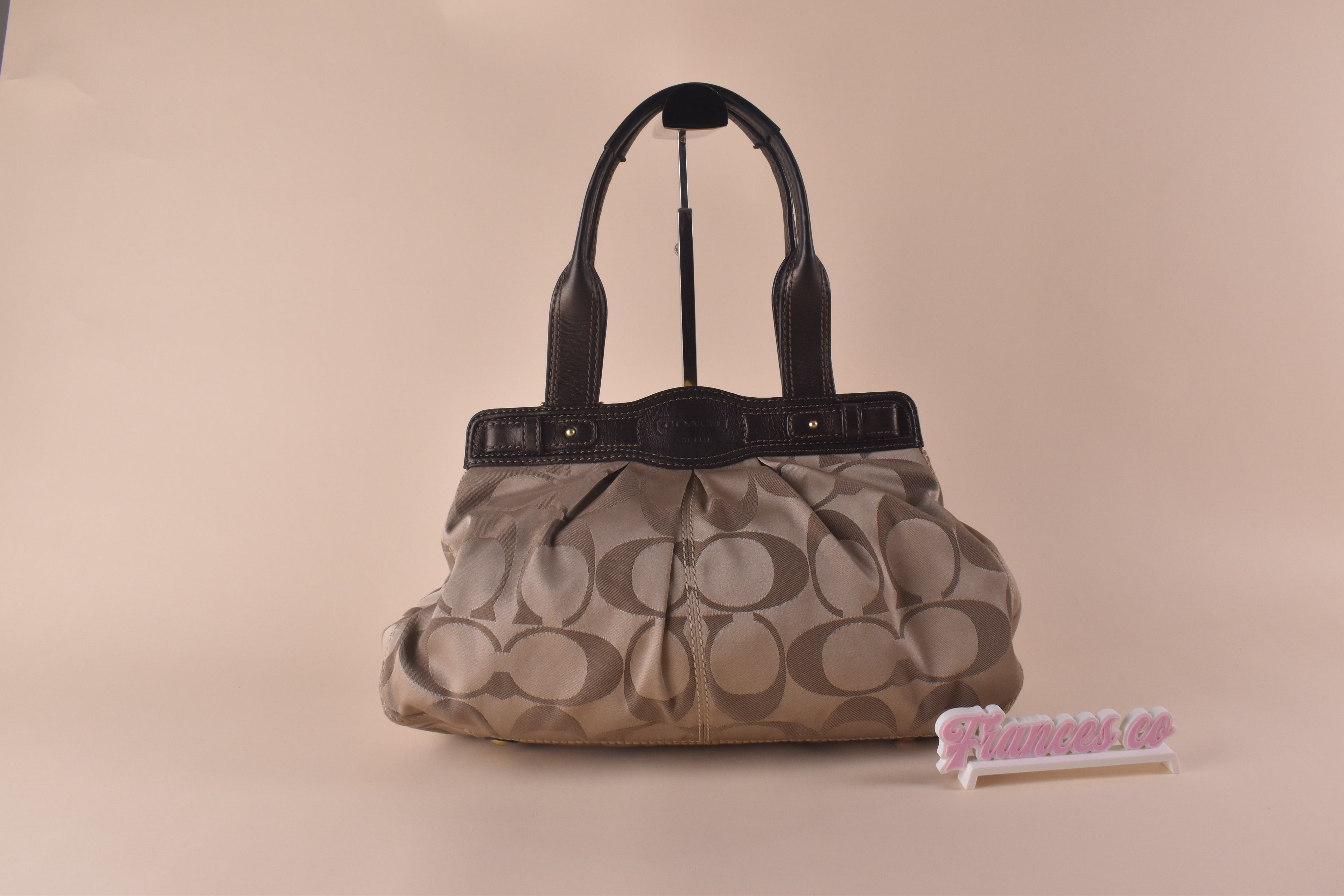 Coach Garnet Gathered Satchel - Khaki/Brown