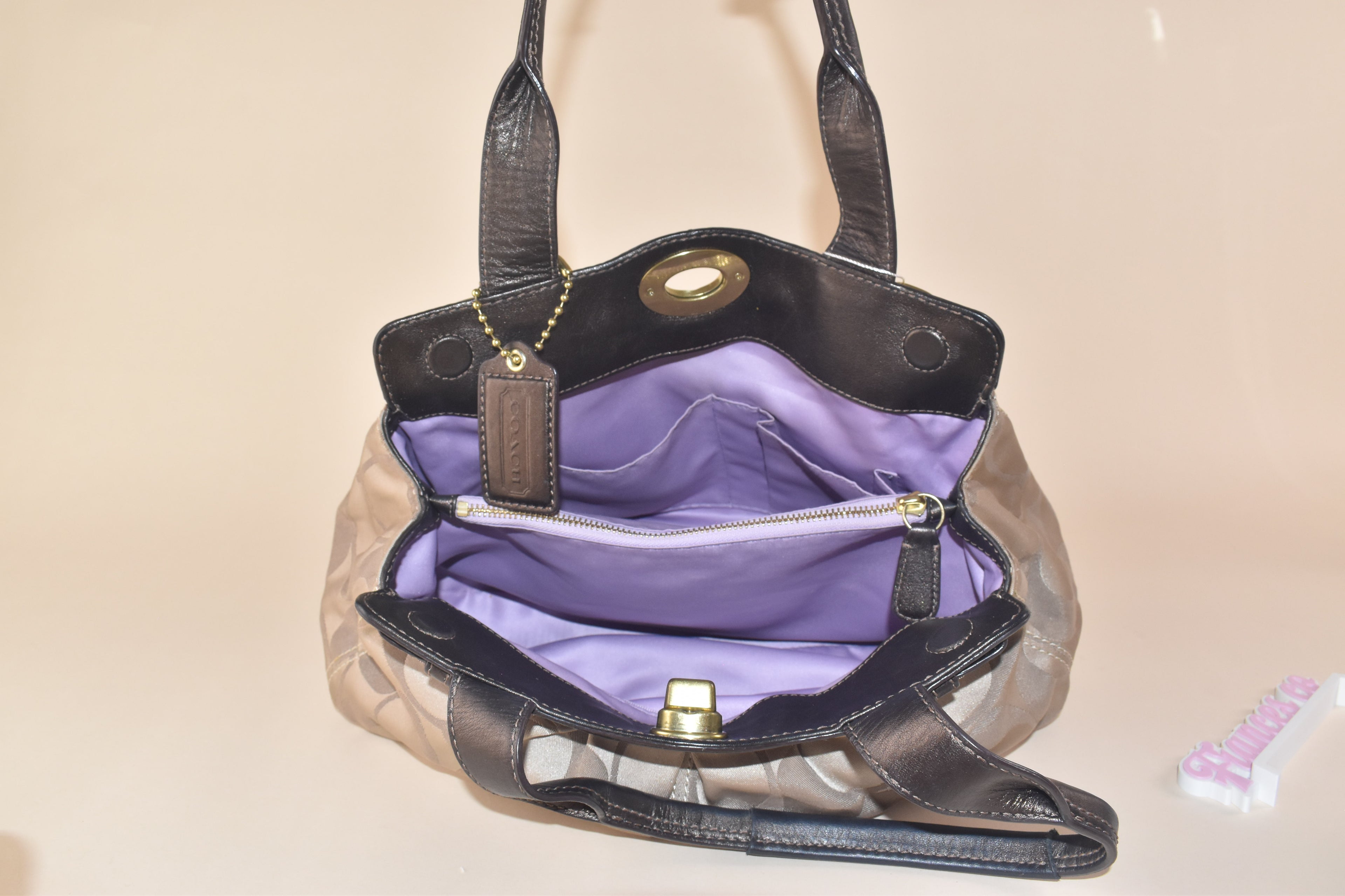 Coach Garnet Gathered Satchel - Khaki/Brown