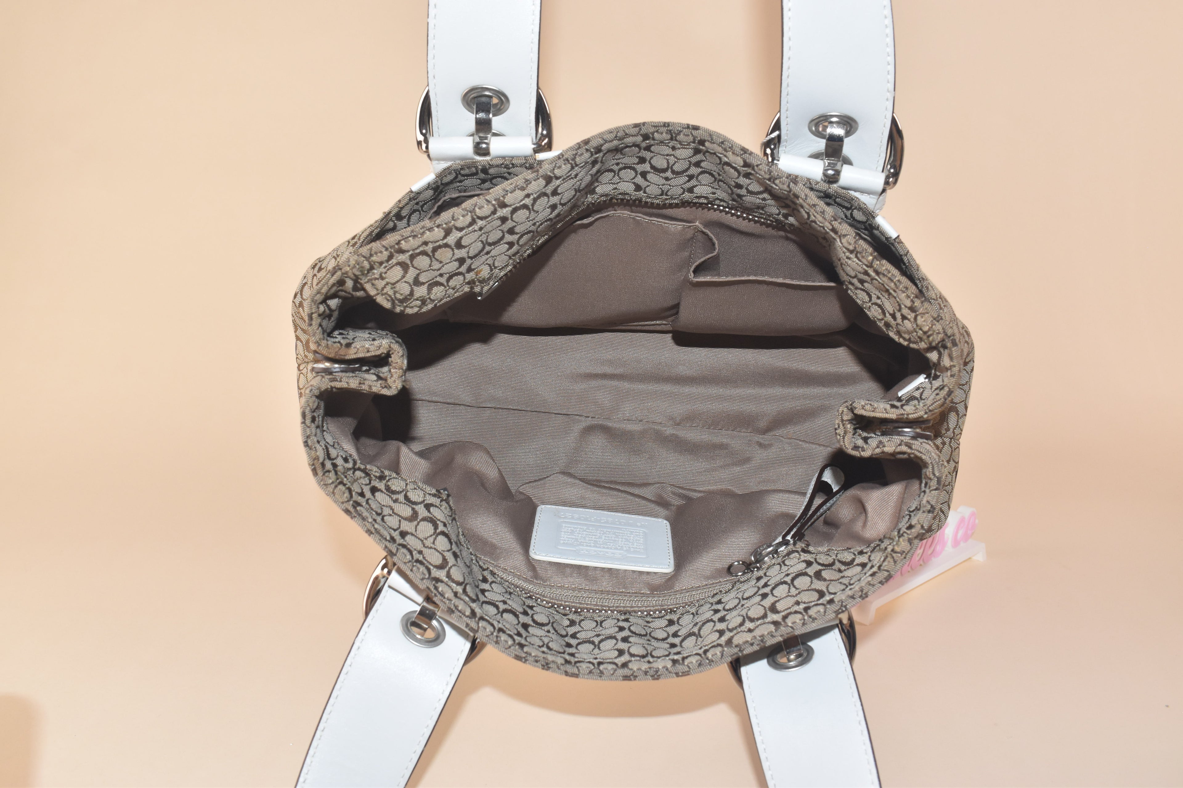 Coach Hamptons Signature Tote - Khaki/White