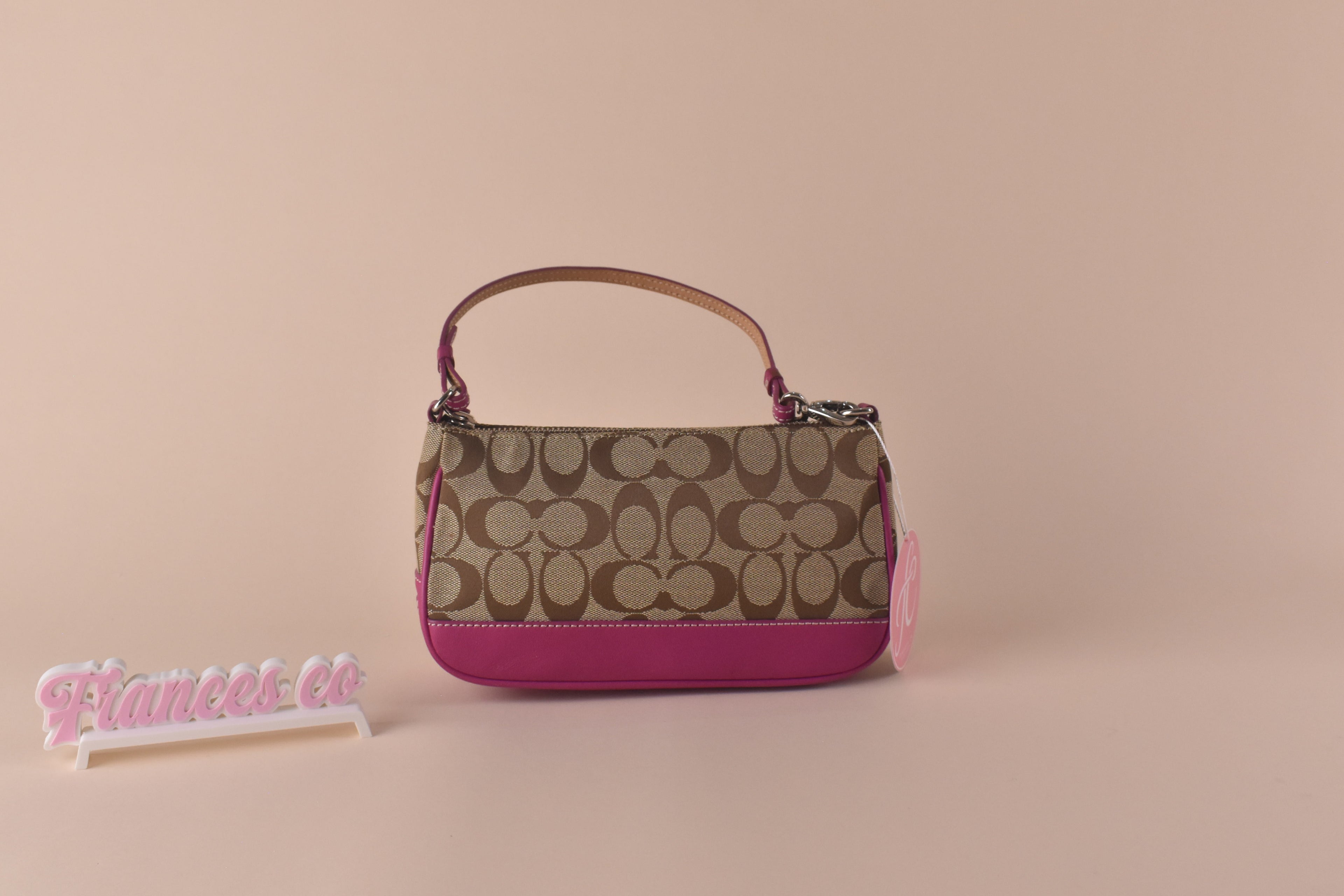 Coach Signature Demi Pochette - Khaki/Fuchsia