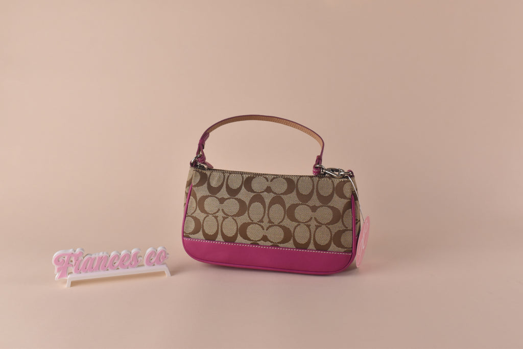 Coach Signature Demi Pochette - Khaki/Fuchsia