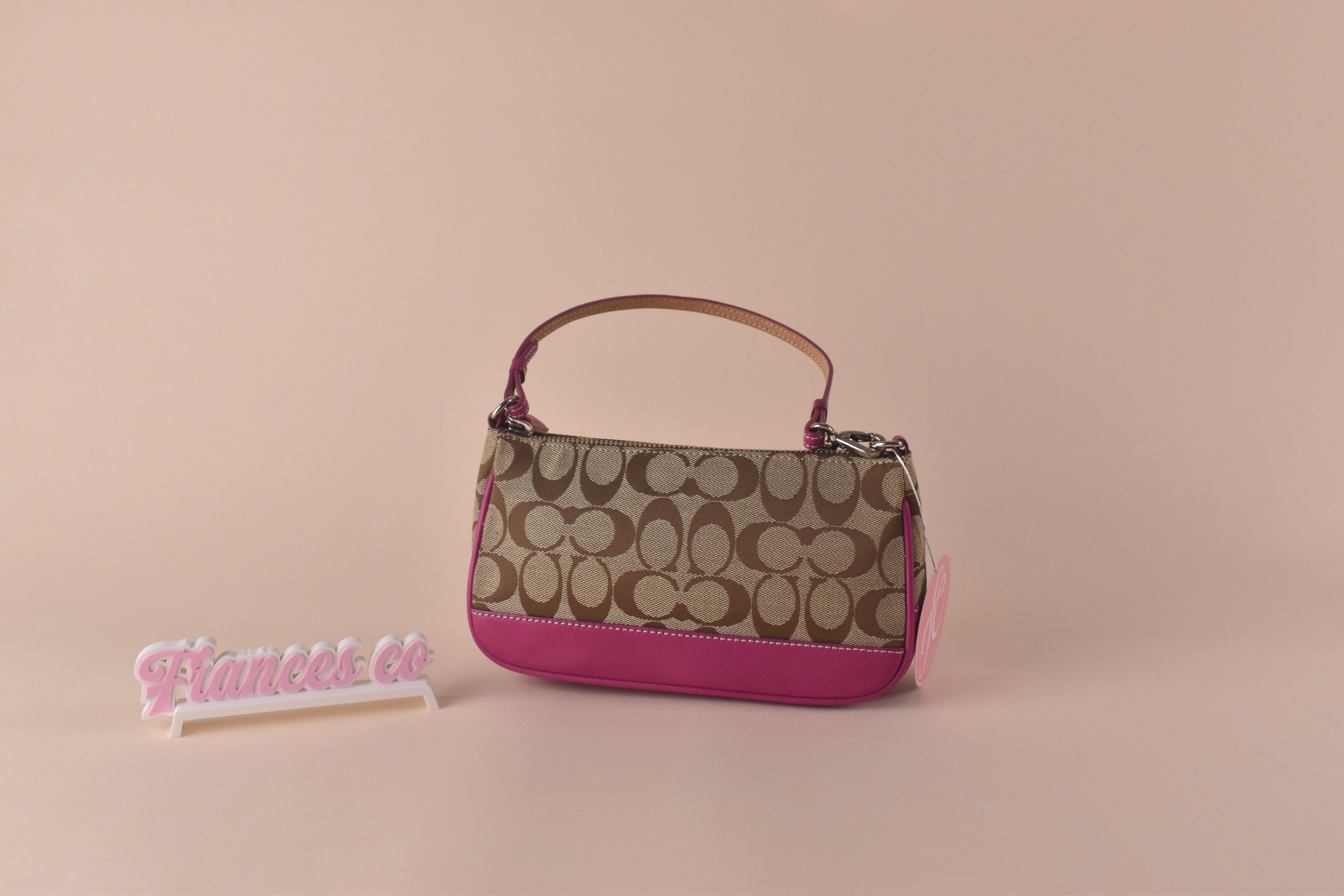 Coach Signature Demi Pochette - Khaki/Fuchsia