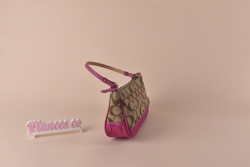 Coach Signature Demi Pochette - Khaki/Fuchsia