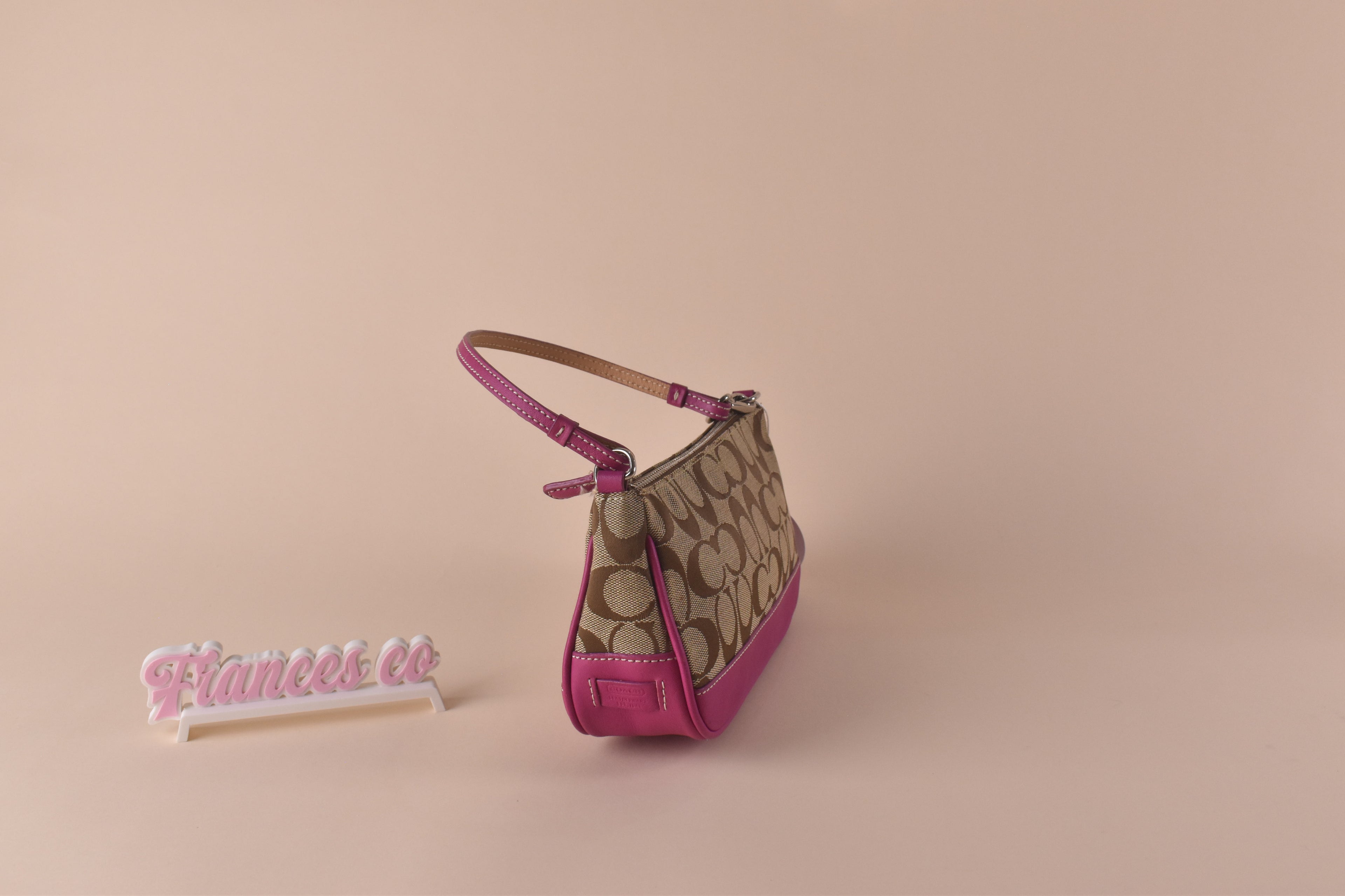 Coach Signature Demi Pochette - Khaki/Fuchsia