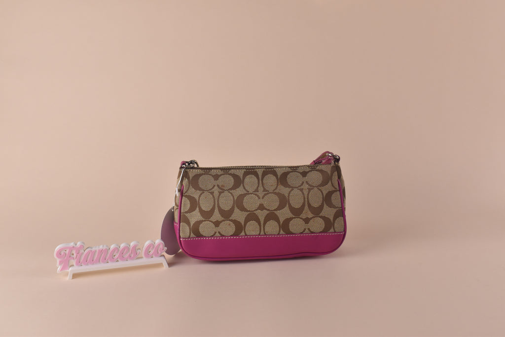 Coach Signature Demi Pochette - Khaki/Fuchsia