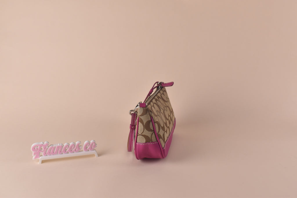 Coach Signature Demi Pochette - Khaki/Fuchsia