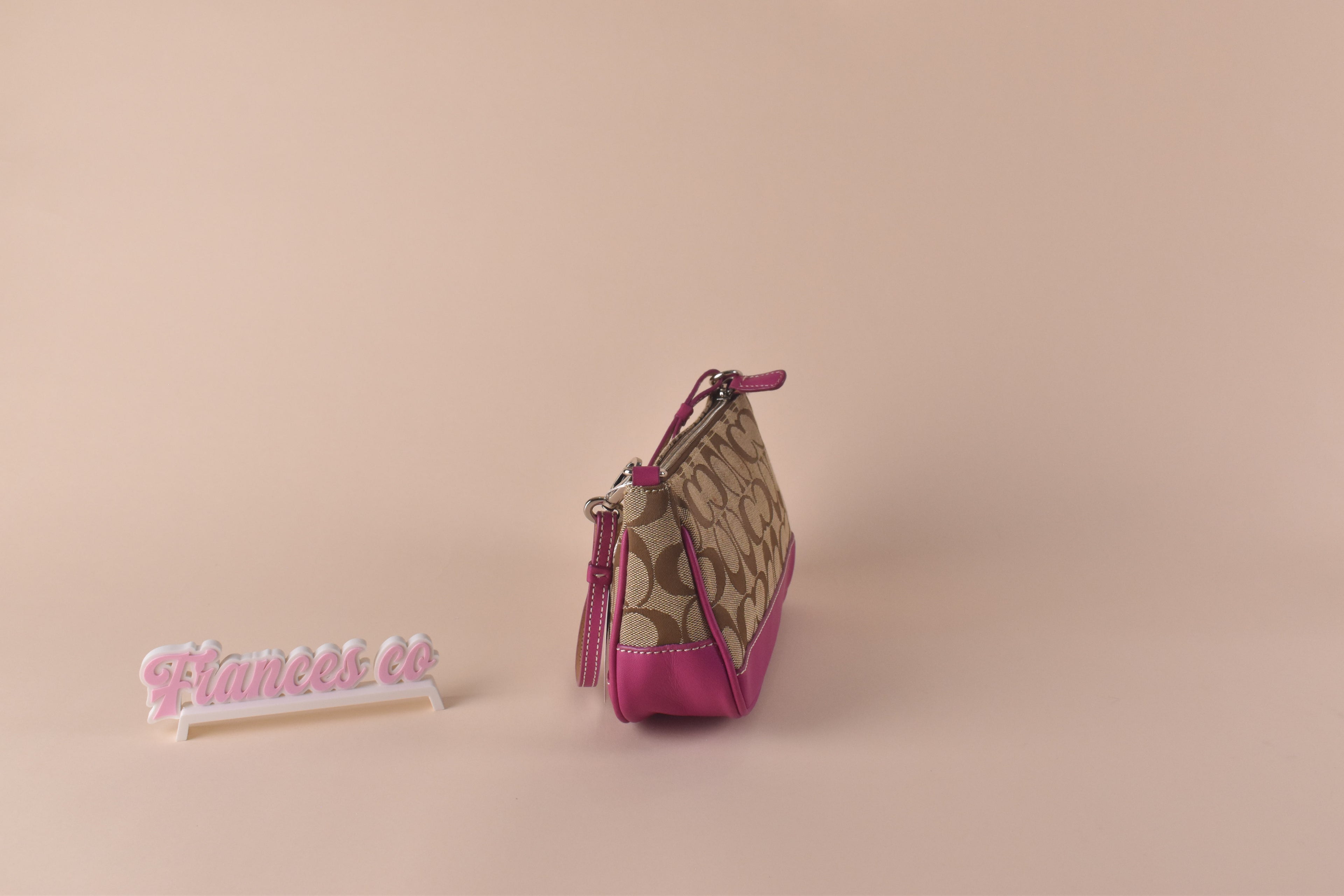 Coach Signature Demi Pochette - Khaki/Fuchsia