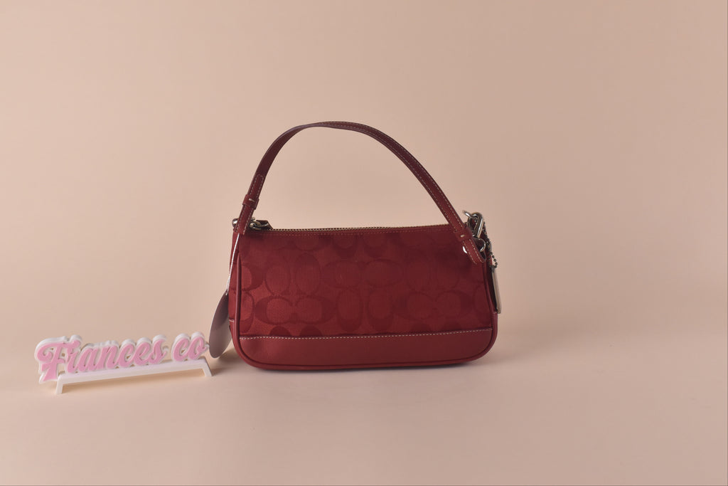 Coach Signature Jacquard Shoulder Bag - Red on Red