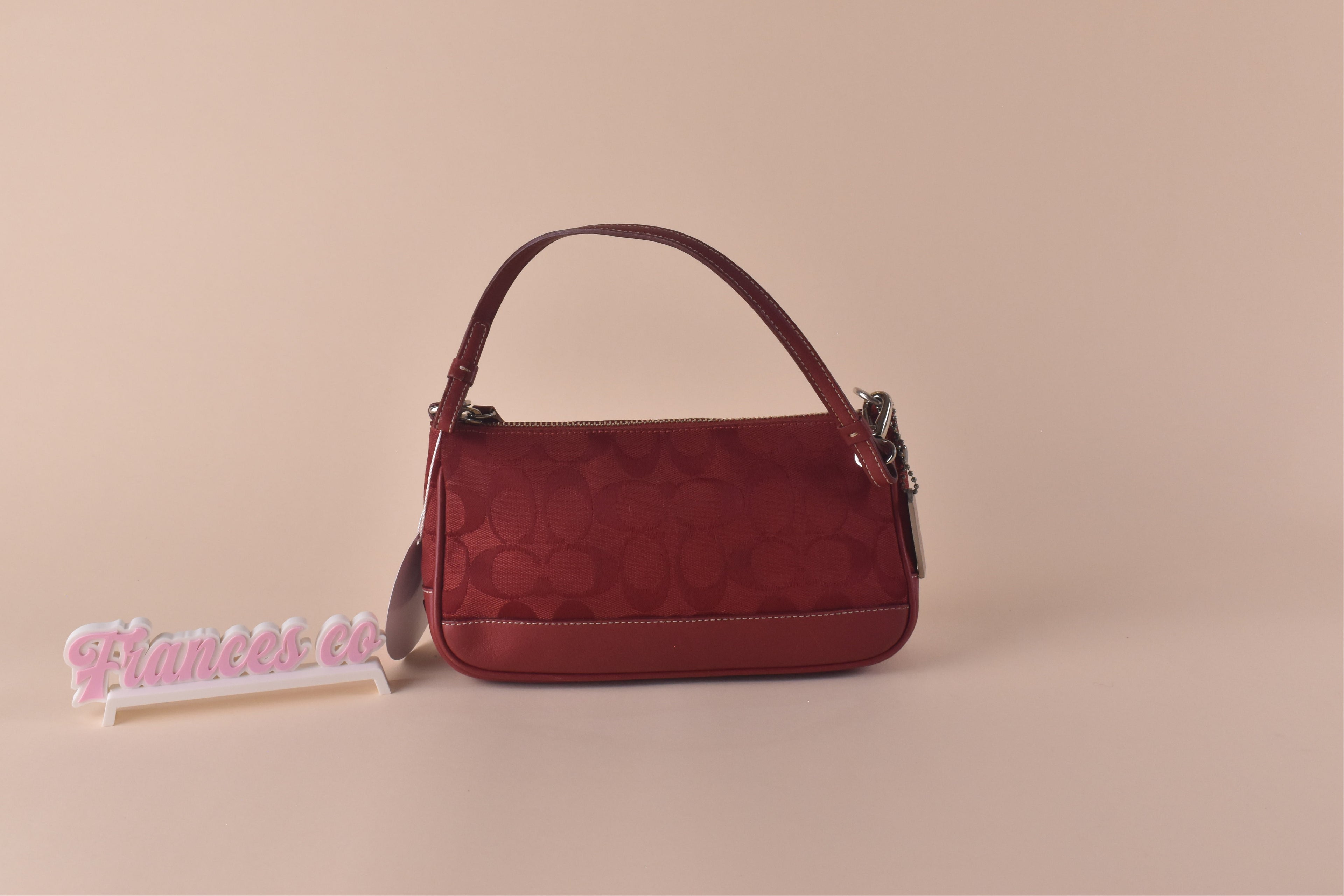 Coach Signature Jacquard Shoulder Bag - Red on Red