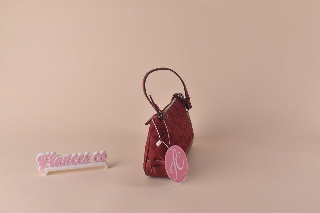 Coach Signature Jacquard Shoulder Bag - Red on Red