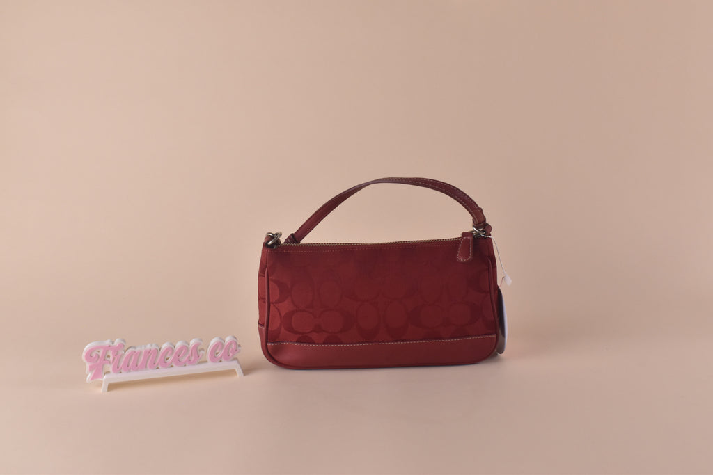 Coach Signature Jacquard Shoulder Bag - Red on Red