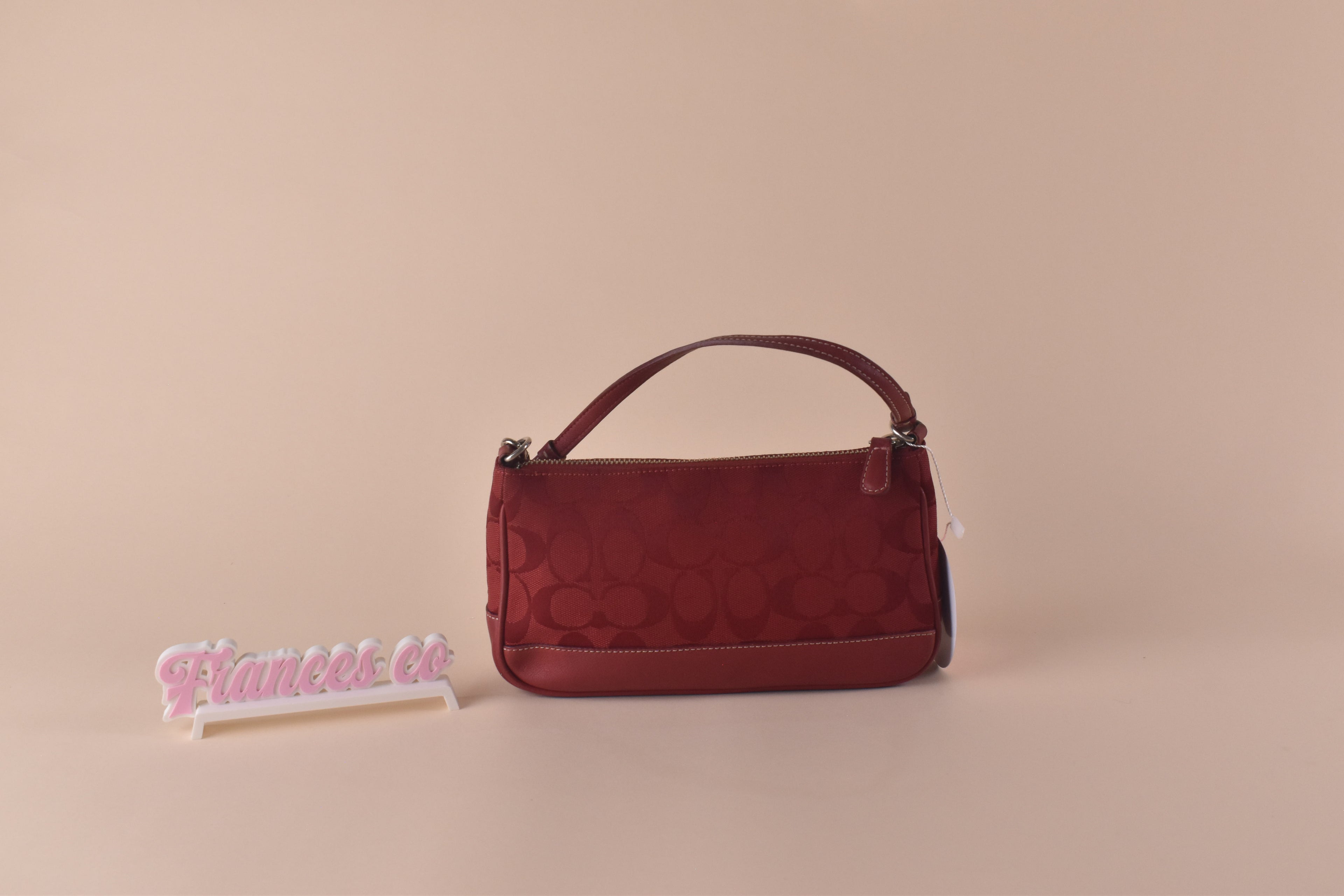 Coach Signature Jacquard Shoulder Bag - Red on Red