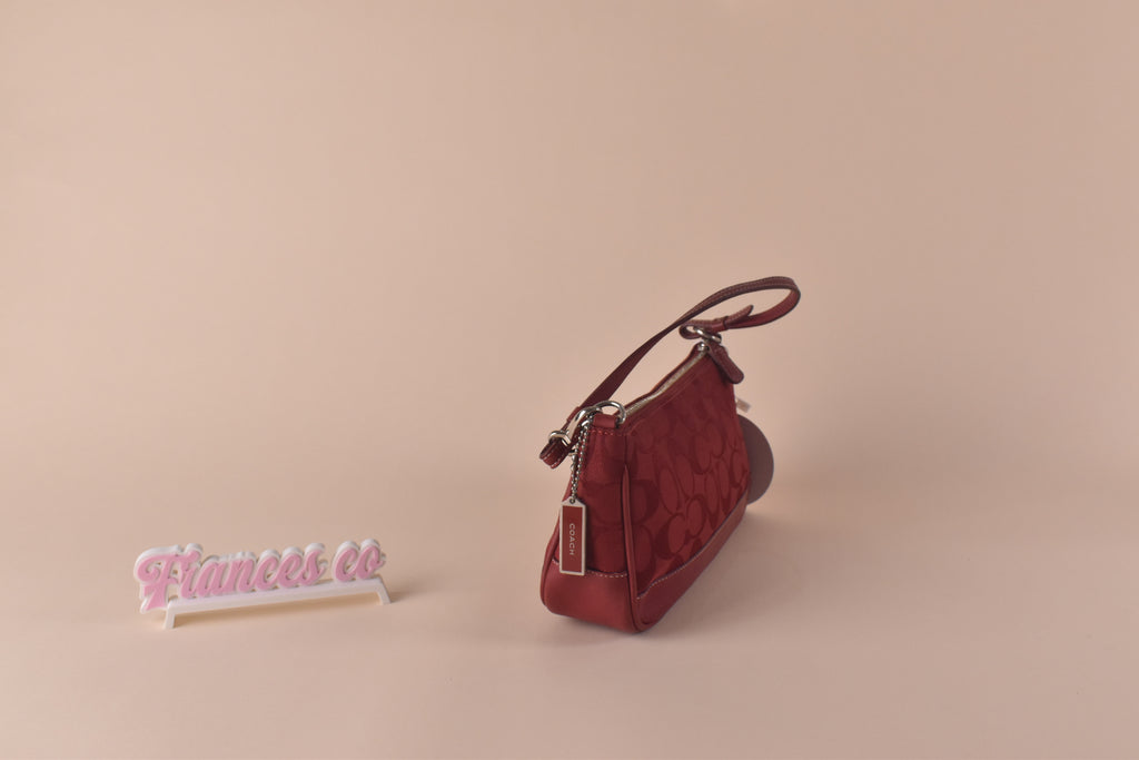 Coach Signature Jacquard Shoulder Bag - Red on Red