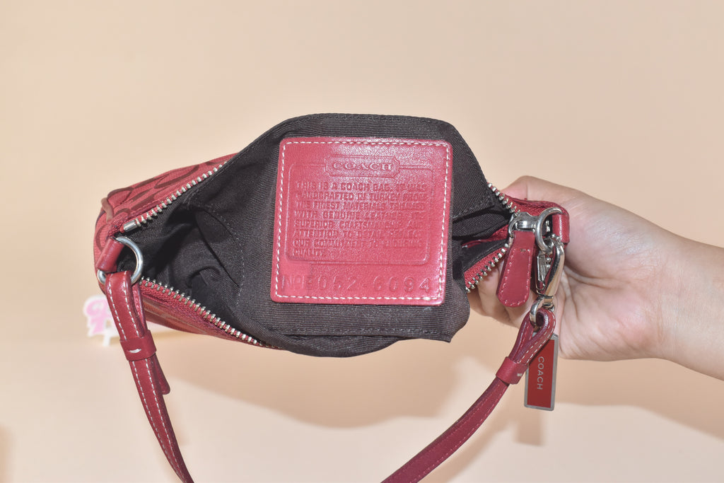 Coach Signature Jacquard Shoulder Bag - Red on Red