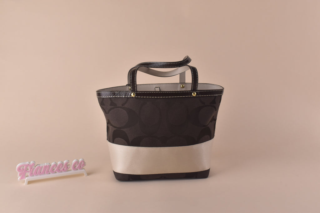 Coach Stripe Signature Tote Bag - Choco Brown/Chalk