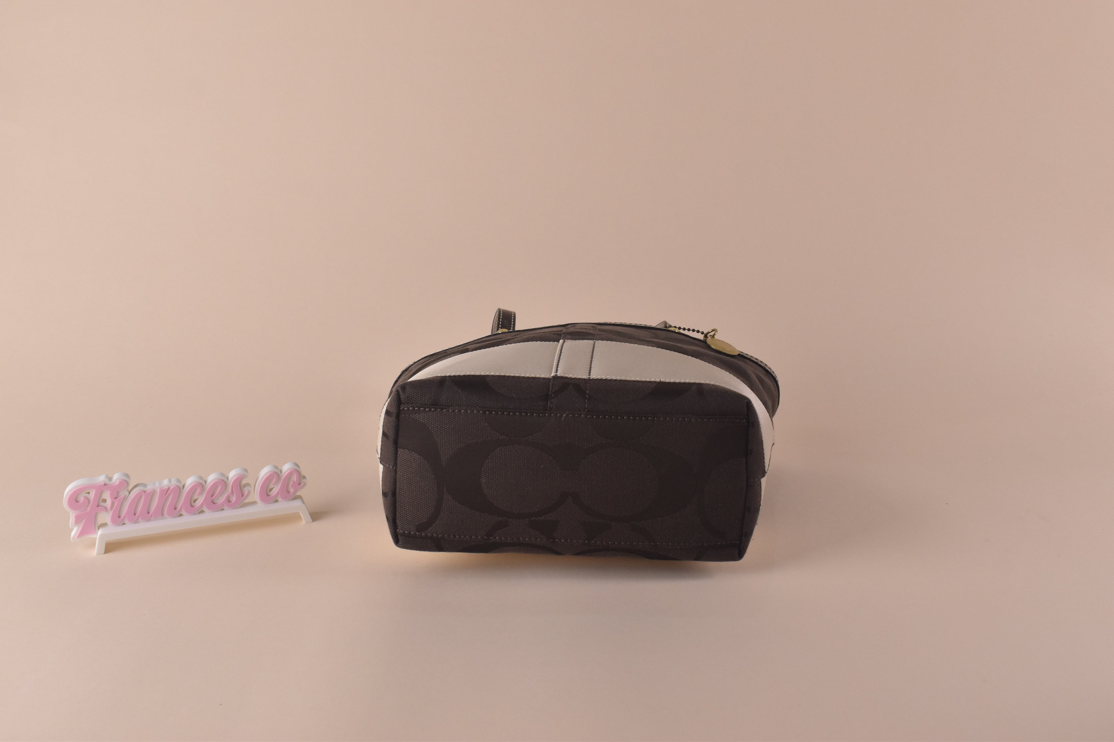 Coach Stripe Signature Tote Bag - Choco Brown/Chalk