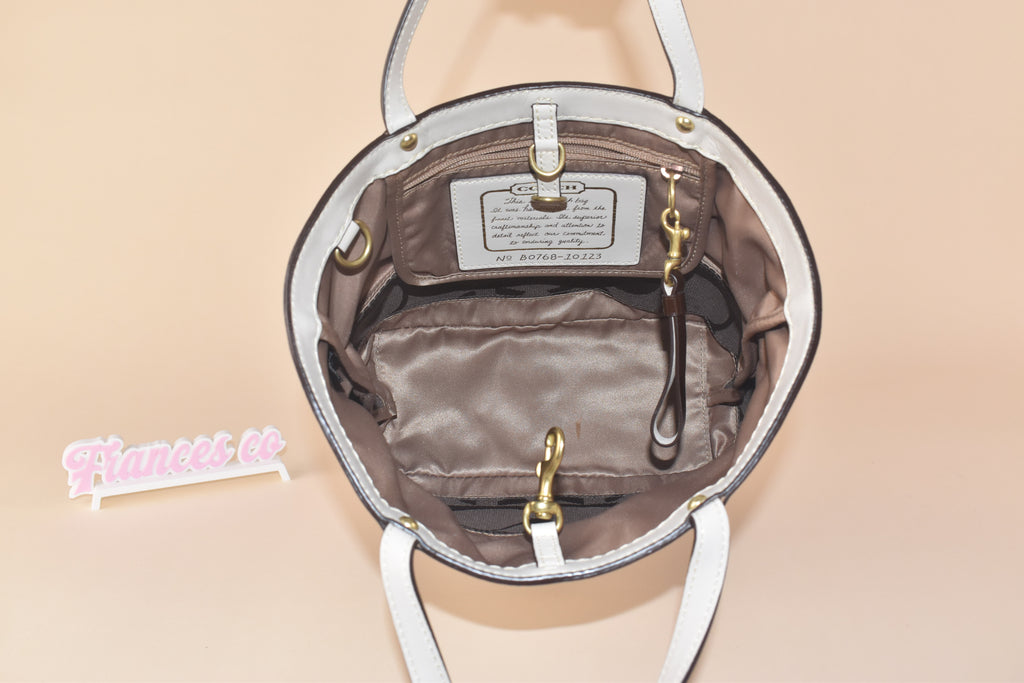 Coach Stripe Signature Tote Bag - Choco Brown/Chalk